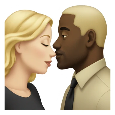 White woman with blonde hair kissing black man  sticker