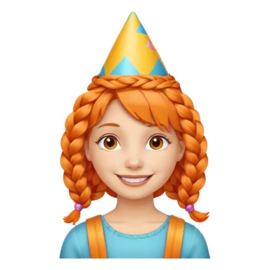party hatted orange braided haired girl sticker