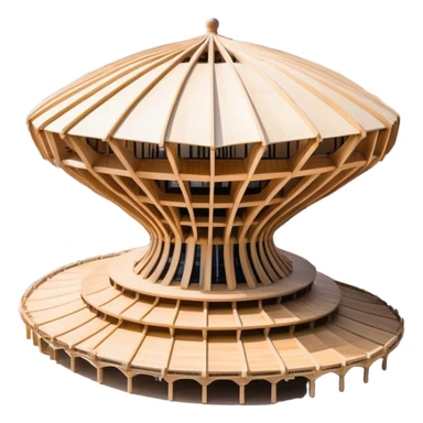 Cinematic Realistic Metropol Parasol Landmark Emoji, depicted with a modern wooden structure set against a vibrant cityscape rendered with detailed textures and dynamic, contemporary lighting. sticker