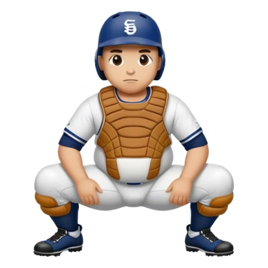 Baseball catcher crouch fat belly undies  sticker