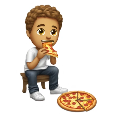 do a boy eating pizza while burninga shoe  sticker
