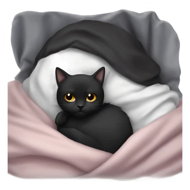Black cat with White girl cosy under a blanket sticker