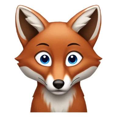 brownish red fox with a blue tuni sticker