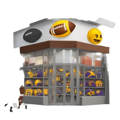 “Football store exterior with bold signage, large windows showcasing football gear, jerseys, and accessories, and a dynamic, athletic design reflecting the energy of the sport.” sticker