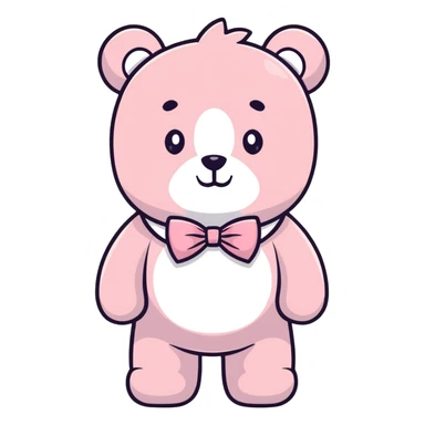 teddy bear with light pink bow tie sticker