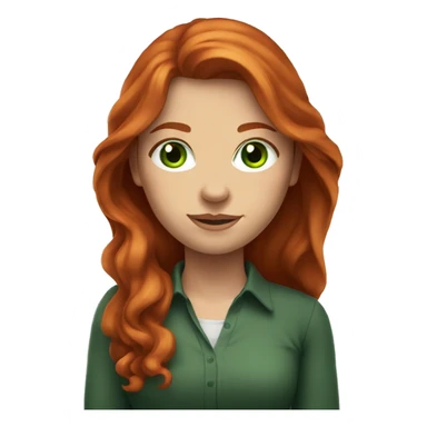 long-haired redhead woman with green eyes, on knees  sticker