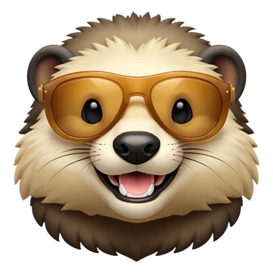 friendly anthropomorphised honey badger head wearing sunglasses sticker