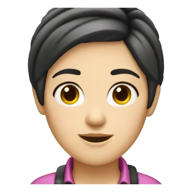 Driver Girl tour guide with fair skin short black hair chubby face sticker