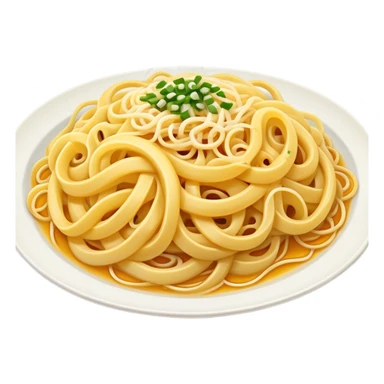 plate of yellow noodles with cheese and browned onions sticker