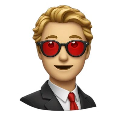 un chat noir à lunettes rouges qui boit un café sticker