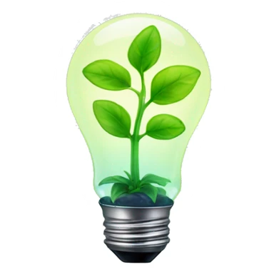 a plant sprout inside a glowing idea lightbulb sticker