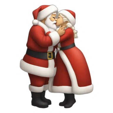 full body santa and mrs. claus kiss hug sticker