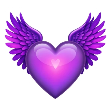 Glowing purple heart with wings sticker