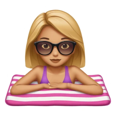 a girl tanning lying on a beach towel wearing sunglasses sticker
