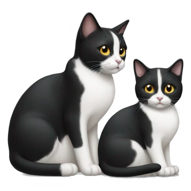 Two pet cats sitting together one is black and larger than the other which is a tuxedo cat sticker