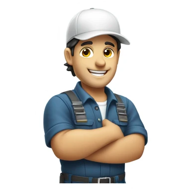 dark hair, smiling, hvac technician with hat on giving a thumbs up sticker
