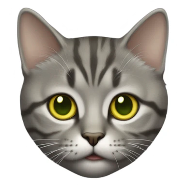 american short hair cat- tabby- a little bit fat- green yellow eyes- the distances between eyes is a little bit far- gray hair fluffy sticker