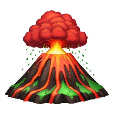 A volcano erupting with acid rain in the background sticker