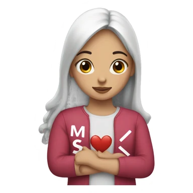Girl with m love s written on hand sticker