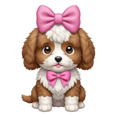 adorable cavapoo puppy with pink bow sticker