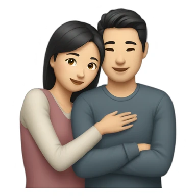 asian woman and white men cuddle virtually sticker