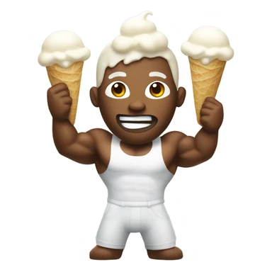 muscular man covered in white ice cream sticker