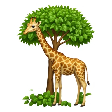 giraffe eating leaves from a tree sticker