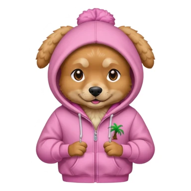 Dog wearing a pick palm puff hoodie  sticker