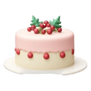Emoji of a New Year's cake with delicate cream and minimalistic decorations (for example, a few berries or small Christmas tree toys). Warm pastel shades, clean lines sticker