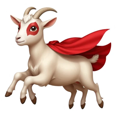 white female goat wearing a read cape like superman sticker