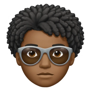 Un garçon,de couleur noir avec des lunettes de soleil grise,il a des cheveux crépus et au dessus de sa tete il est écrit BOUSS  sans qu’on voit ses yeux sticker