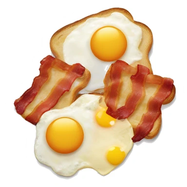 “Two fried eggs, crispy bacon, and buttered toast on a plate.” sticker