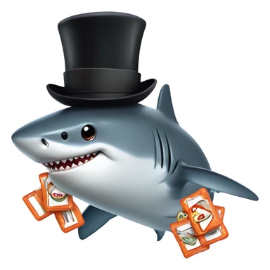 Shark with a top hat and hello name and lozenges  sticker