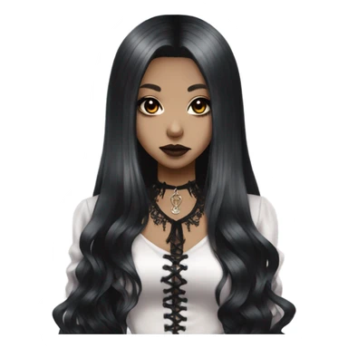 hime gyaru girl, goth vampire, black long hair sticker
