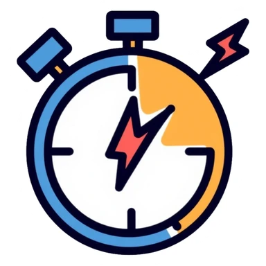 wallet with a racing clock with speed lines in top right corner, lightning bolt symbol near clock to indicate speed, fast-moving clock hands sticker