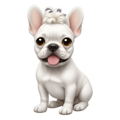 frenchie dog with a white curly hair guy sticker