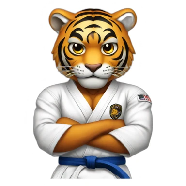 Tiger with evil face   jiu jitsu with his arms crossed sticker