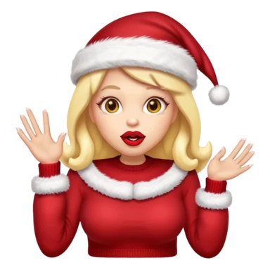 Sassy, cunty, girly Santa emoji with big lips, fake nails, and a sweater, and a santa hat (similar emoji style to uploaded). Yellow emoji. sticker