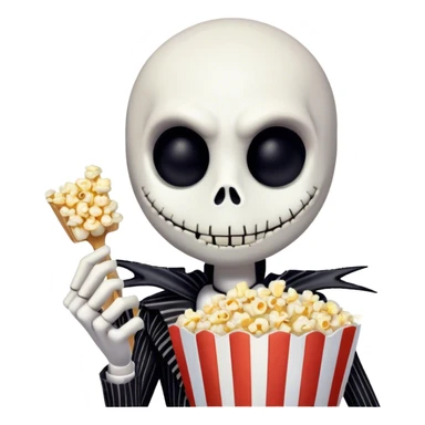 jack skellington holding popcorn sticker