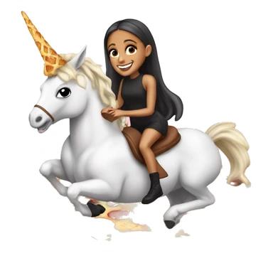 Ariana Grande riding a unicorn while eating vegan pizza sticker