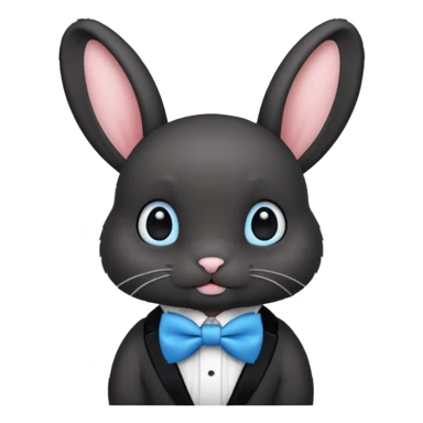 black bunny with blue bowtie sticker
