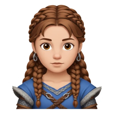 Girl viking brown hair sticker