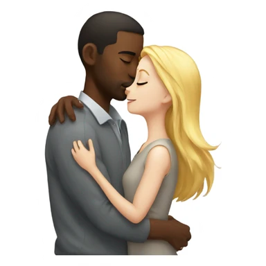 white read headed girl kissing black guy with eyes closed sticker