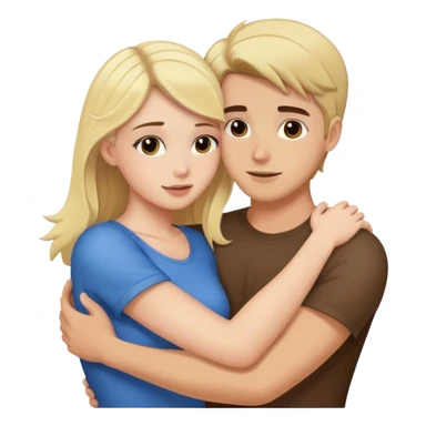 blonde girlfriend and brunette boyfriend hugging sticker