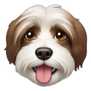 Brown and white havanese dog vampire teeth sticker