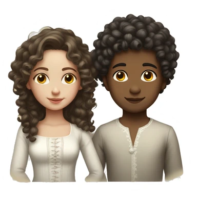 Georgian girl with curly hair and Russian boy with white skin sticker