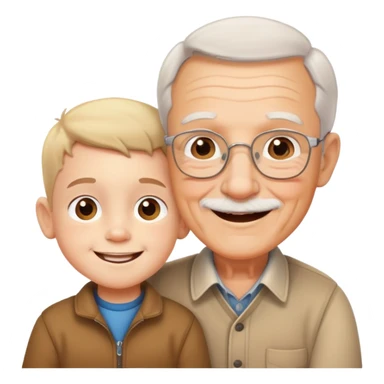 small kid with grandpa, smiling together, warm and friendly sticker