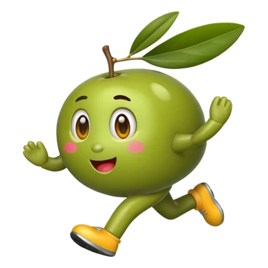 olive fruit running, cute sticker