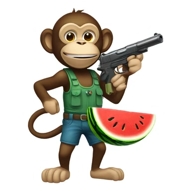 Monkey eating watermelon shooting gun and drinking koolaid sticker