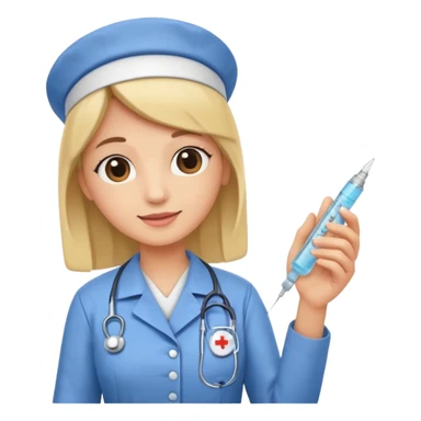 nurse holding vaccination needle sticker